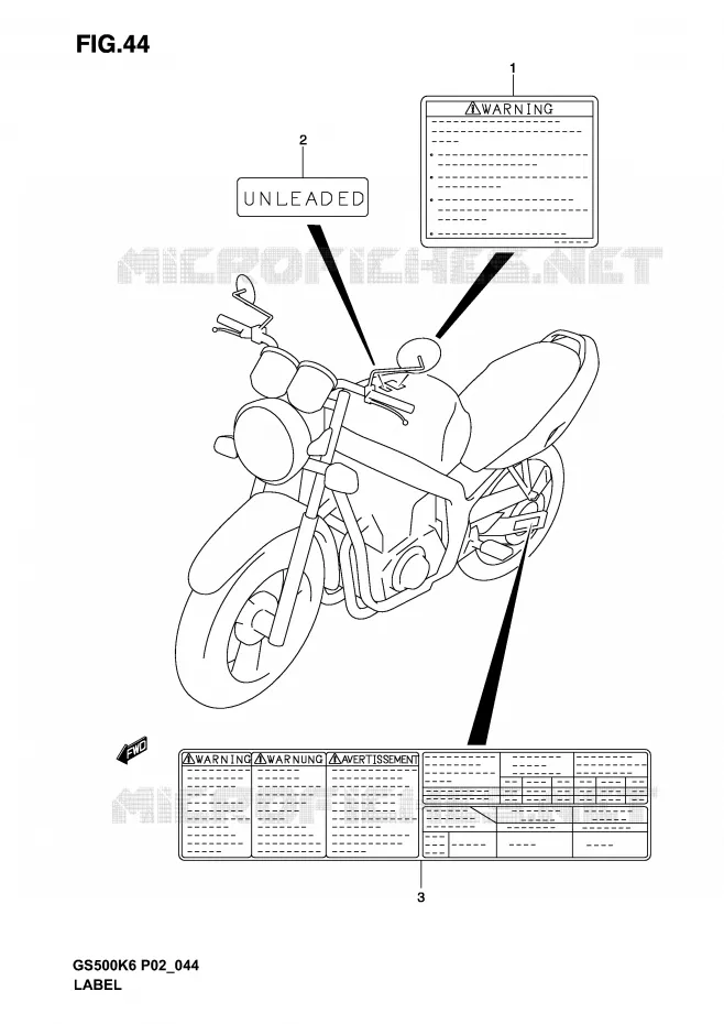 ETIKET (MODELE K3) Suzuki MOTO 500 GS-F 2006  GS500FK6(P19)