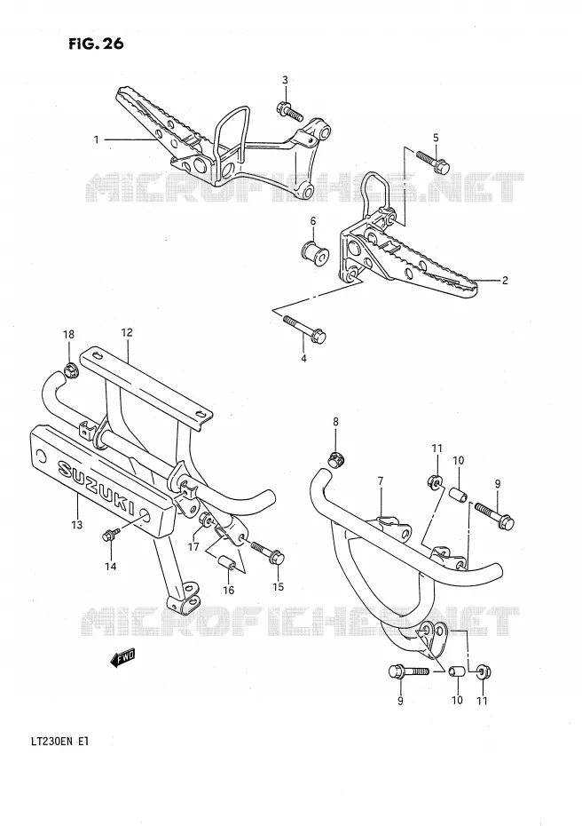 FOOTREST Suzuki QUAD 230 QUADSPORT 1991  LT230EM(E1)