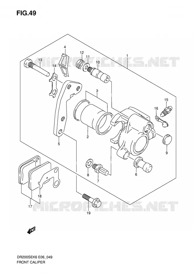 FRONT CALIPER Suzuki MOTO 200 DR 2010  DR200SEL0(E6)