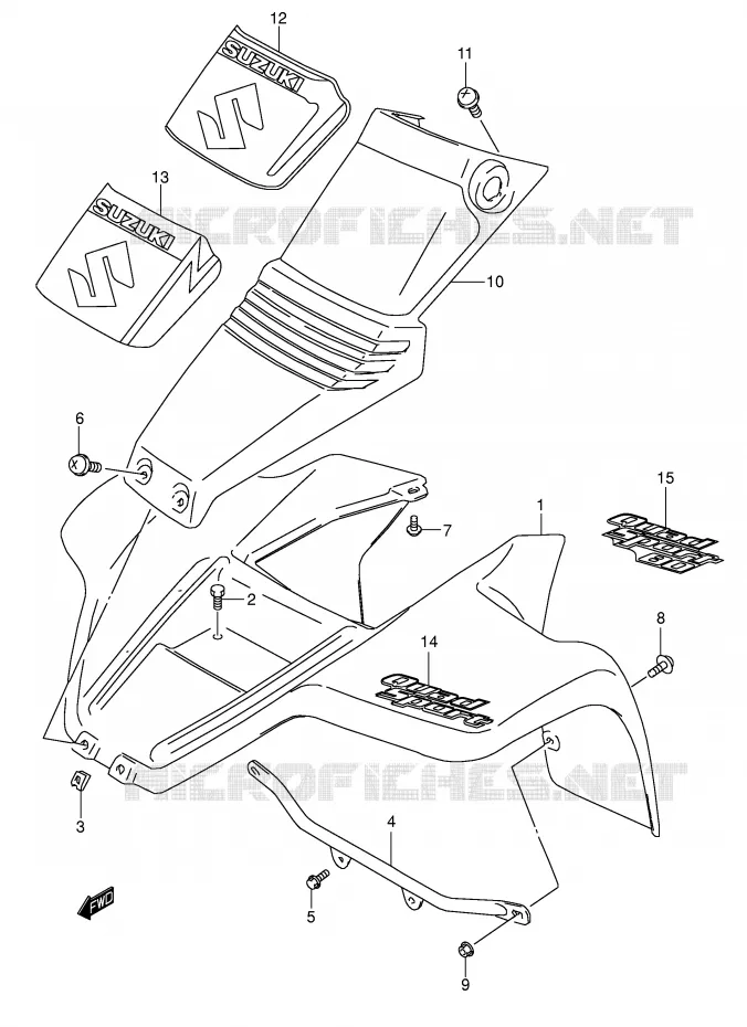 FRONT FENDER (MODELE K2/K3/K4) Suzuki QUAD 80 QUADSPORT 2002  LT80K2(P1)
