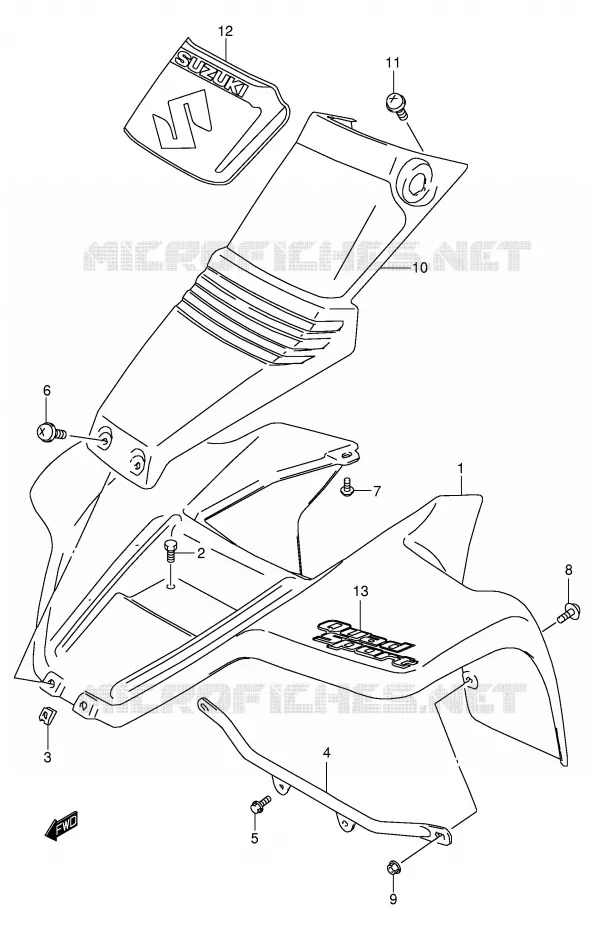 FRONT FENDER (MODELE K2/K3/K4) Suzuki QUAD 80 QUADSPORT 2002  LT80K2(P3/P28)