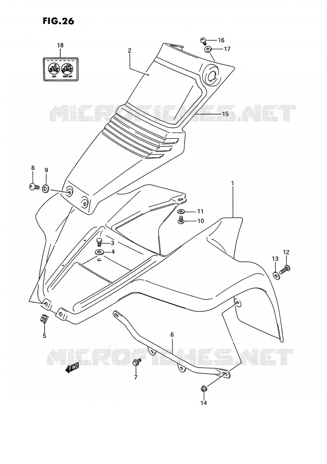 FRONT FENDER (MODELE L) Suzuki QUAD 80 QUADSPORT 1992  LT80N(P1)