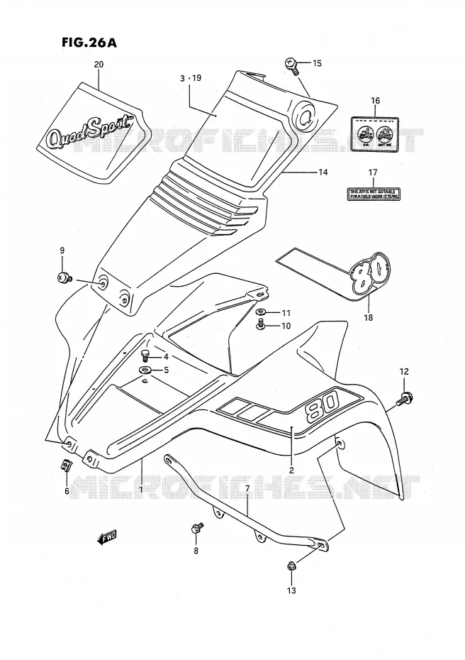 FRONT FENDER (MODELE M/N/P/R) Suzuki QUAD 80 QUADSPORT 1987  LT80H(P1)