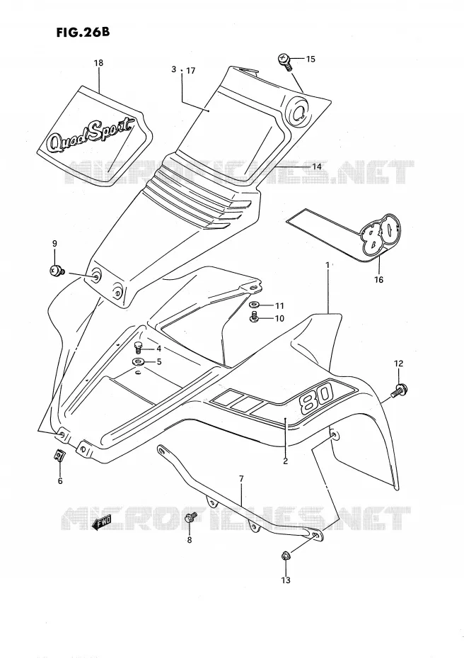FRONT FENDER (MODELE M/N/P/R) Suzuki QUAD 80 QUADSPORT 1987  LT80H(P3)