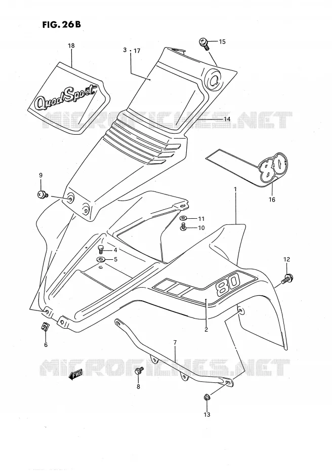 FRONT FENDER (MODELE M/N/P/R) Suzuki QUAD 80 QUADSPORT 1994  LT80R(P28)