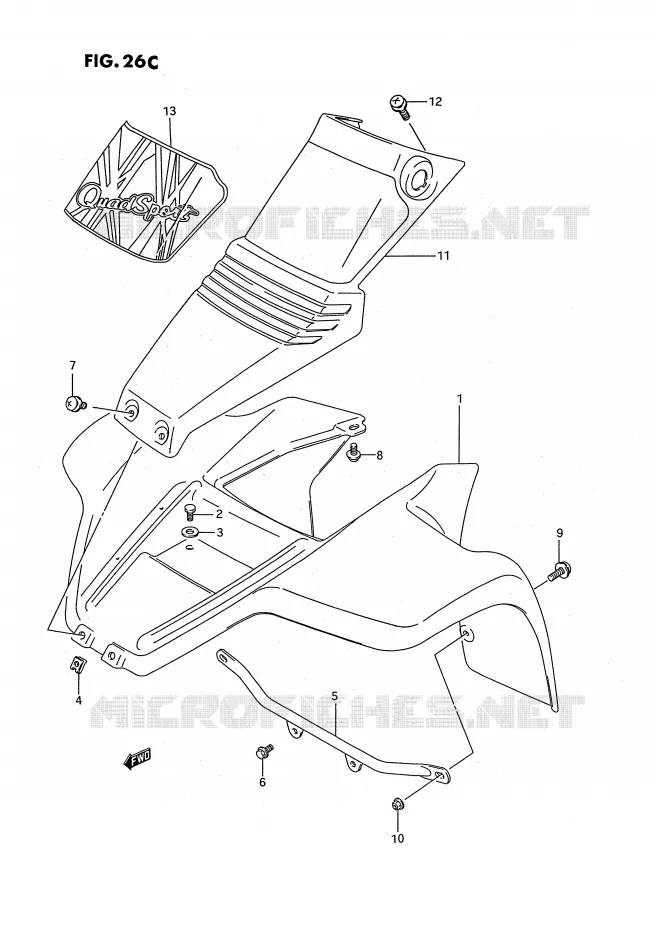 FRONT FENDER (MODELE S) Suzuki QUAD 80 QUADSPORT 1994  LT80R(P28)