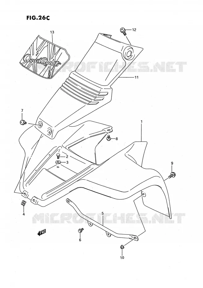 FRONT FENDER (MODELE S) Suzuki QUAD 80 QUADSPORT 1995  LT80S(P3)