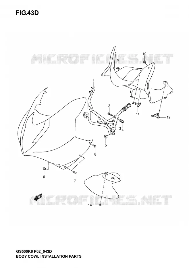 FRONT KUIP VERBLIJF  (GS500F/FU) Suzuki MOTO 500 GS-F 2005  GS500FK5(P19)
