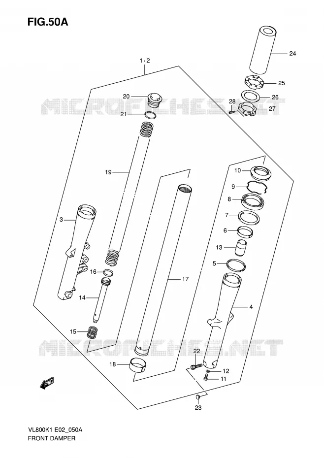 FRONT SCHOKDEMPER (MODELE K5) Suzuki MOTO 800 VOLUSIA 2002  VL800K2(E2)