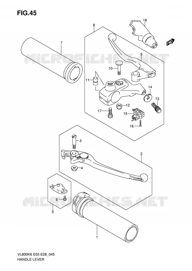 HANDGRIPS - LEVERS (MODELE K6) Suzuki MOTO 800 VOLUSIA 2009  VL800K9(E3/E28)