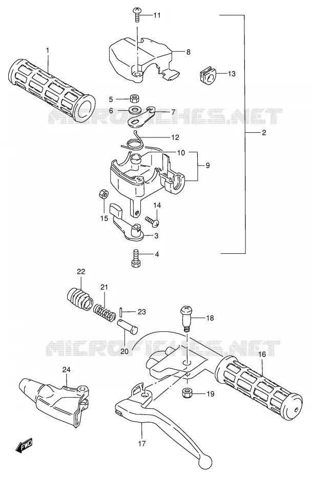 HANDGRIPS - LEVERS Suzuki QUAD 50 MINIQUAD-SPORT 2001  LT50K1(P1)