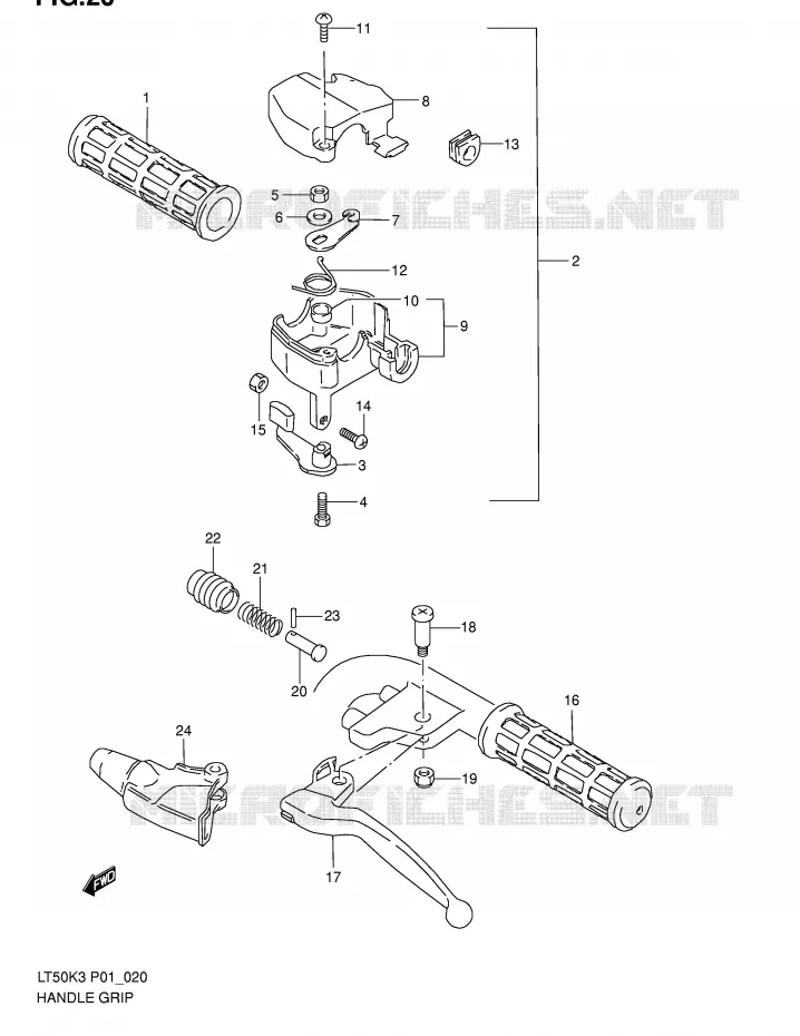 HANDGRIPS - LEVERS Suzuki QUAD 50 MINIQUAD-SPORT 2005  LT50K5(P1)