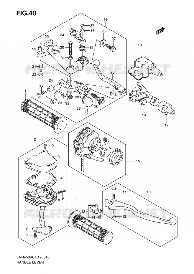 HEFBOMEN - HANDGRIPS (MODEL K6/K7/K8) Suzuki QUAD 450 QUADRACER 2008  LT-R450ZK8(E19)