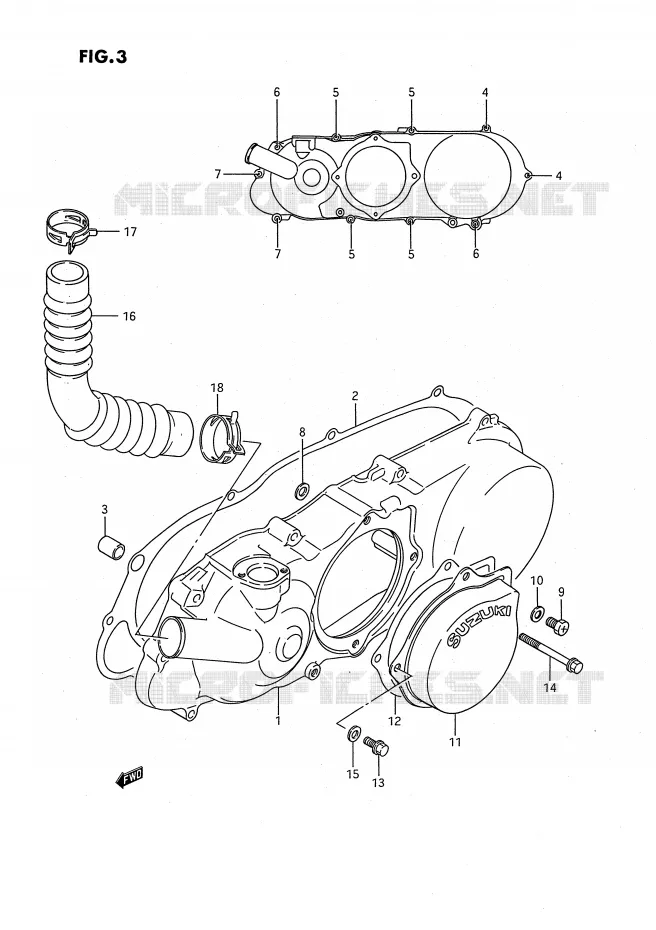 LEFT CARTERDEKSEL Suzuki QUAD 80 QUADSPORT 1990  LT80L(P3)