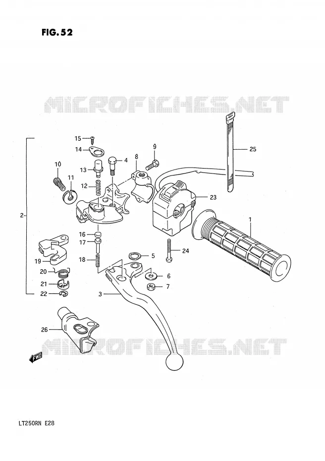 LINKER HANDGREEP Suzuki QUAD 250 QUADRACER 1992  LT250RN(E28)
