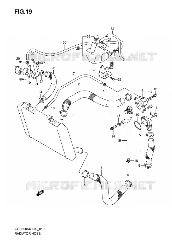 RADIATOR SLANG Suzuki MOTO 600 GSR 2007  GSR600K7(E2)