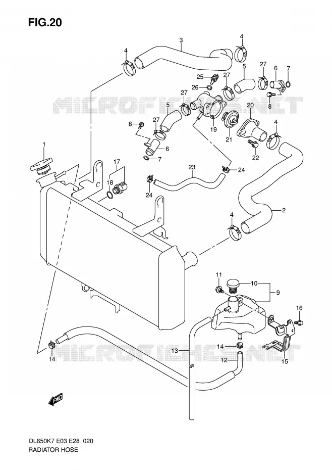 RADIATOR SLANG Suzuki MOTO 650 V-STROM 2007  DL650AK7(E3/E28)