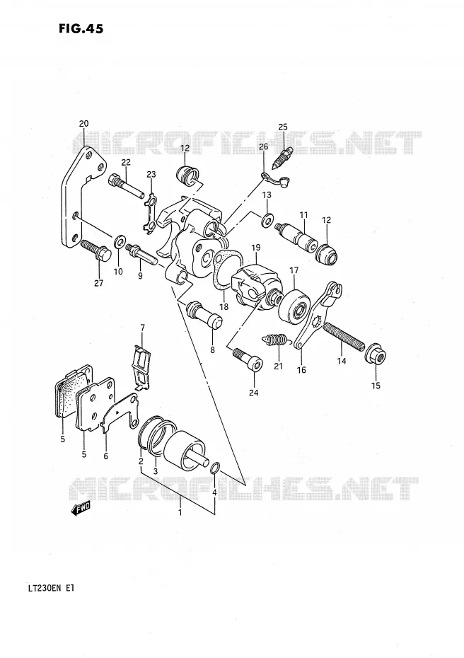 REAR CALIPER Suzuki QUAD 230 QUADSPORT 1990  LT230EL(E1)