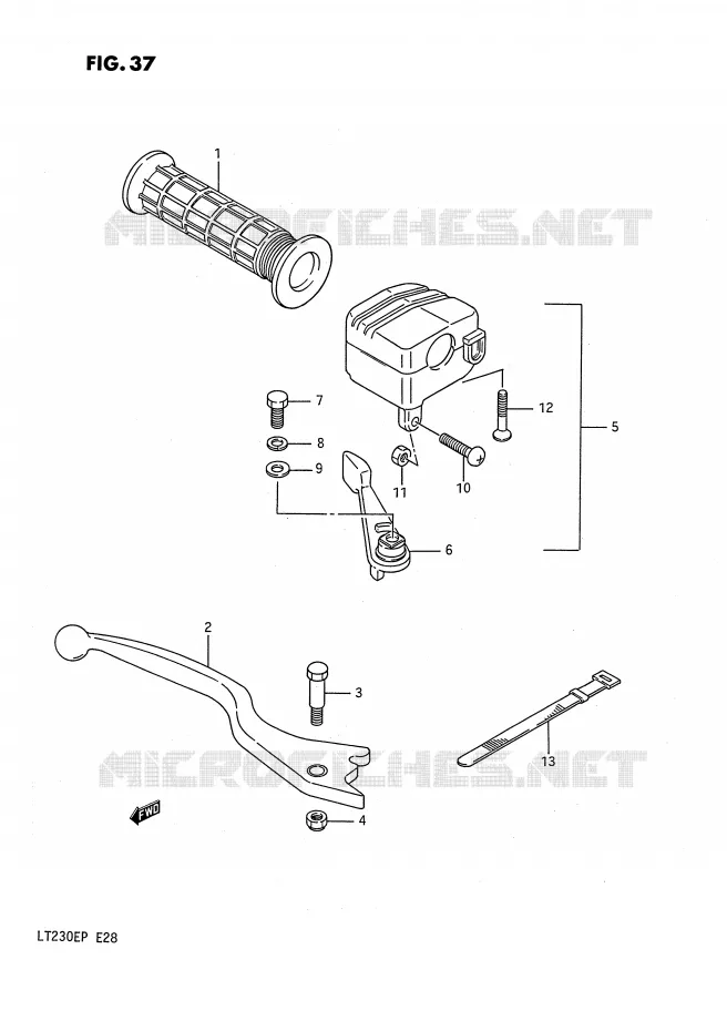 RIGHT SWITCH - HANDGREEP (MODELE H/J/K/L) Suzuki QUAD 230 QUADSPORT 1989  LT230EK(E28)
