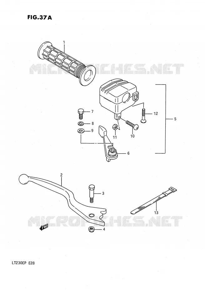 RIGHT SWITCH - HANDGREEP (MODELE M/N/P) Suzuki QUAD 230 QUADSPORT 1991  LT230EM(E28)