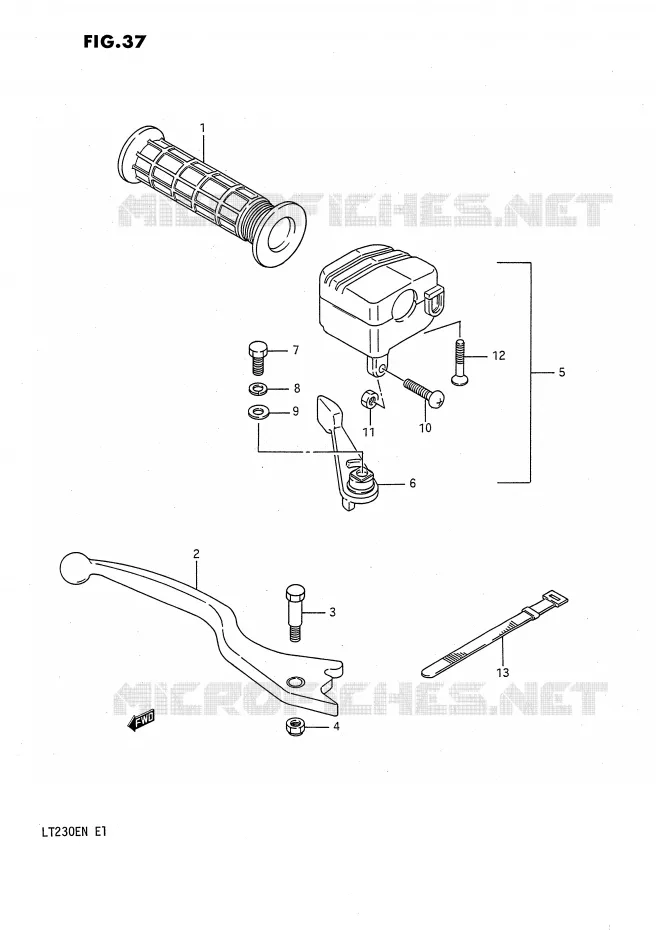 RIGHT SWITCH - HANDGREEP Suzuki QUAD 230 QUADSPORT 1992  LT230EN(E1)
