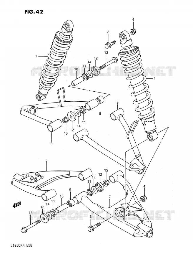 SCHOKDEMPER - VORKBEEN (MODELE H/J/K/L/M) Suzuki QUAD 250 QUADRACER 1988  LT250RJ(E28)