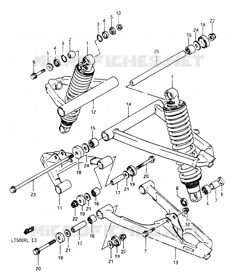 SCHOKDEMPER - VORKBEEN (MODELE H) Suzuki QUAD 500 QUADRACER 1988  LT500RJ(H/J/K/L)