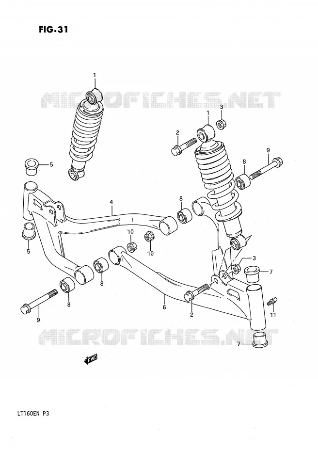 SCHOKDEMPER - VORKBEEN Suzuki QUAD 160 QUADRUNNER 1992  LT160EN(P3)