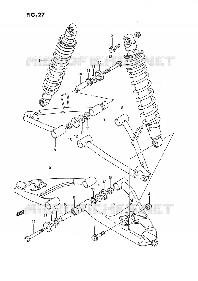 SCHOKDEMPER - VORKBEEN Suzuki QUAD 250 QUADRACER 1990  LT250RL(E1)