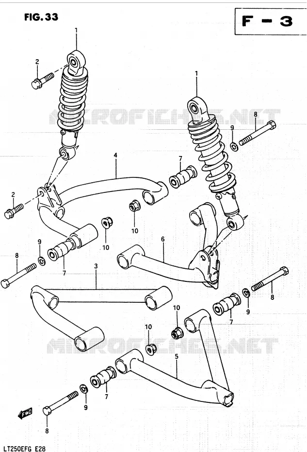 SCHOKDEMPER - VORKBEEN Suzuki QUAD 250 QUADRUNNER 1986  LT250EFG(F/2/G)