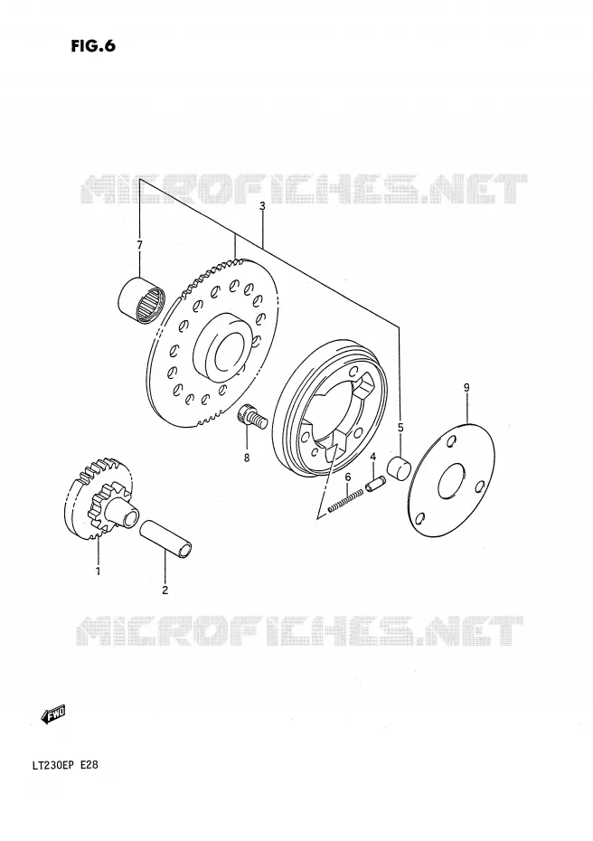 STARTMOTOR CLUTCH (MODELE H) Suzuki QUAD 230 QUADSPORT 1991  LT230EM(E28)