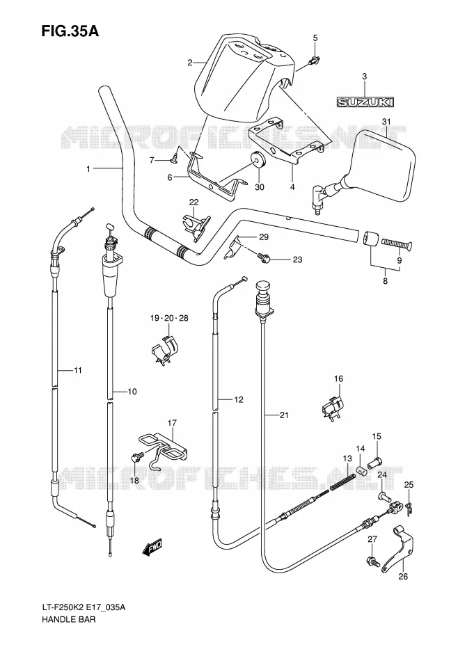 STUUR (MODELE K3/K4/K5/K6) Suzuki QUAD 250 OZARK 2003  LT-F250K3(E17)
