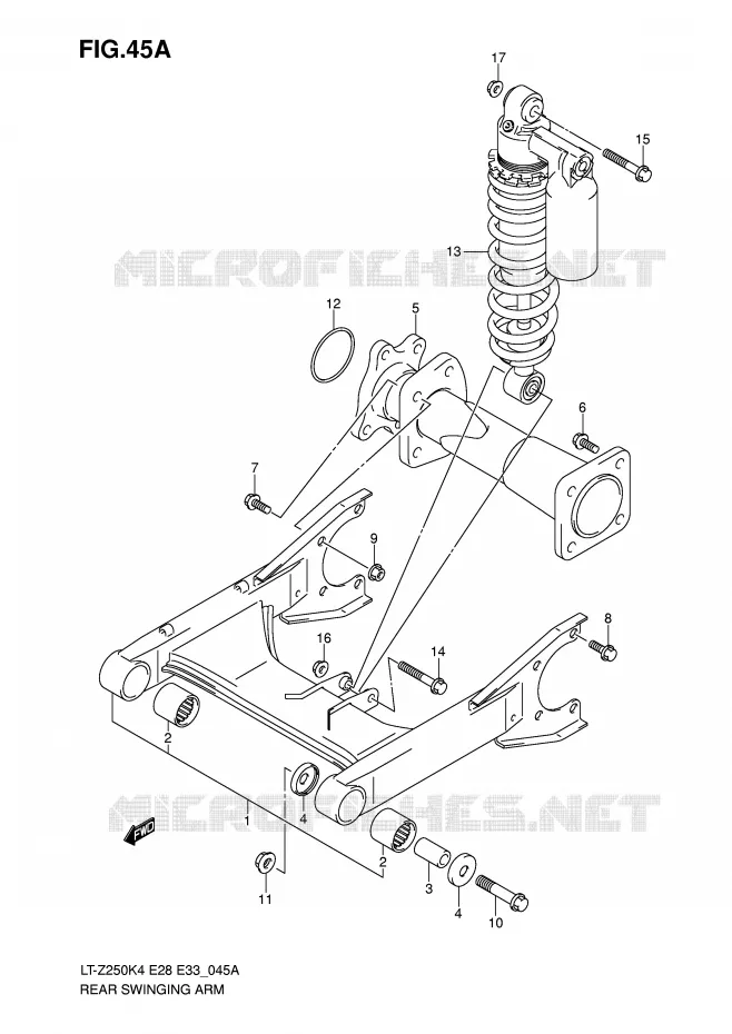 SWINGARM (MODEL K6/K7/K8) Suzuki QUAD 250 QUADSPORT 2005  LT-Z250K5(E28/E33)