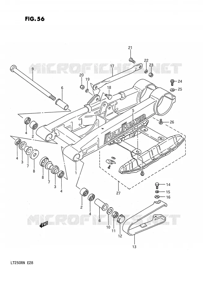 SWINGARM (MODELE F) Suzuki QUAD 250 QUADRACER 1985  LT250RF(E28)
