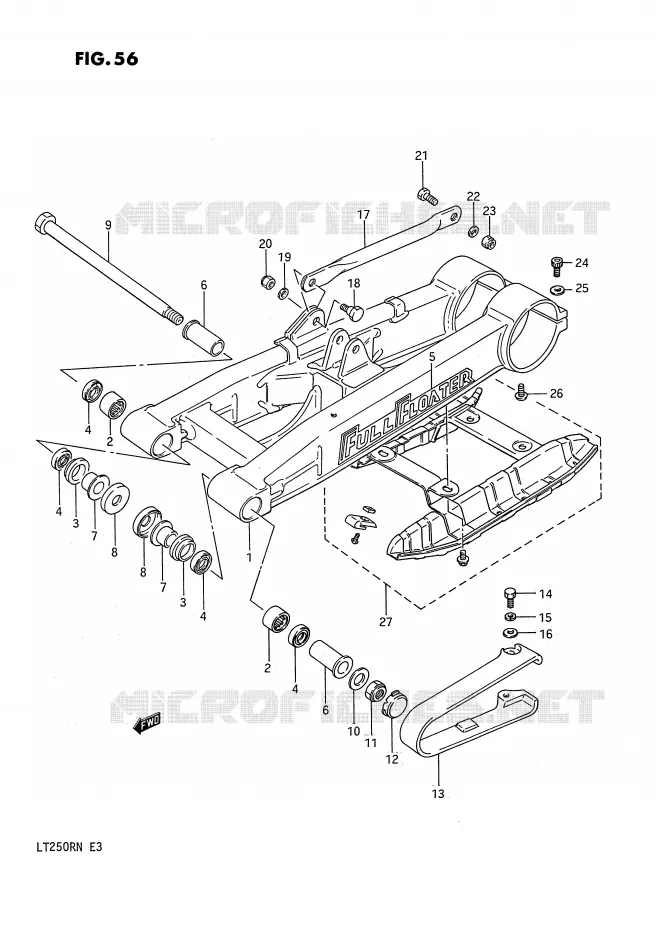 SWINGARM (MODELE F) Suzuki QUAD 250 QUADRACER 1992  LT250RN(E3)