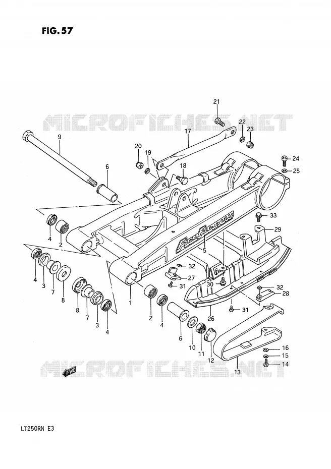 SWINGARM (MODELE G) Suzuki QUAD 250 QUADRACER 1988  LT250RJ(E3)