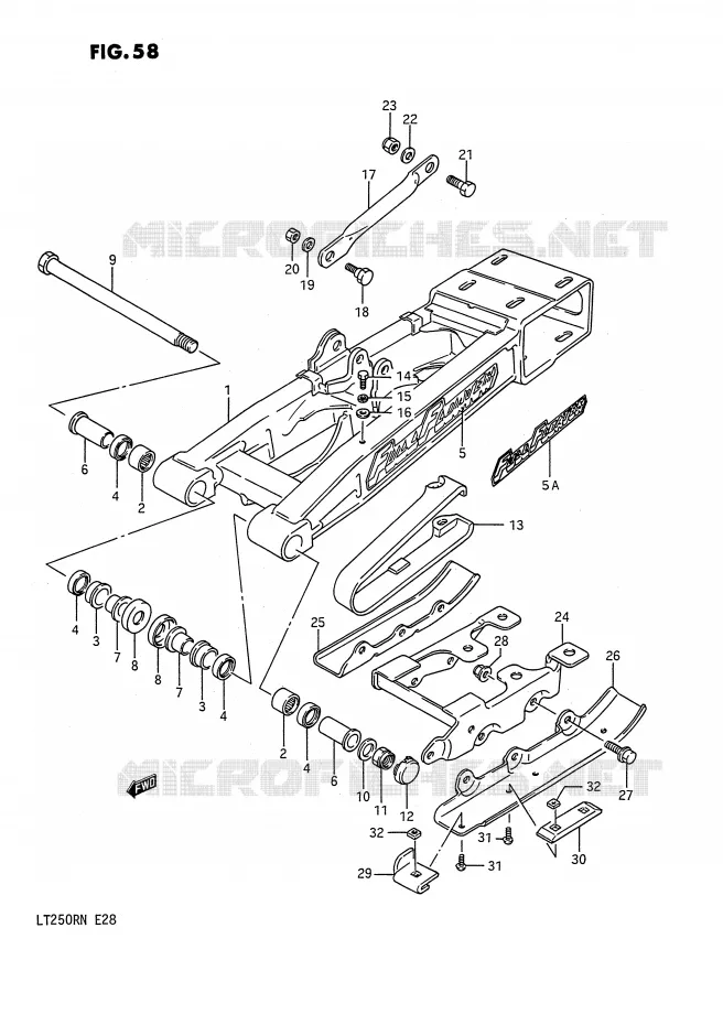 SWINGARM (MODELE H/J/K/L) Suzuki QUAD 250 QUADRACER 1985  LT250RF(E28)