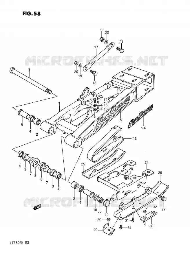 SWINGARM (MODELE H/J/K/L) Suzuki QUAD 250 QUADRACER 1985  LT250RF(E3)