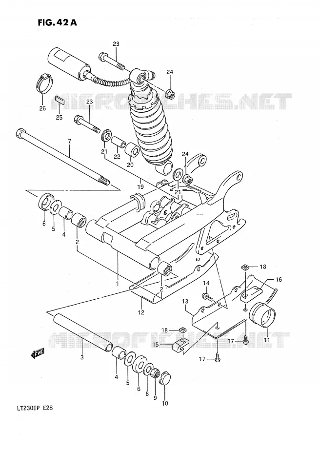 SWINGARM (MODELE J/K/L) Suzuki QUAD 230 QUADSPORT 1992  LT230EN(E28)