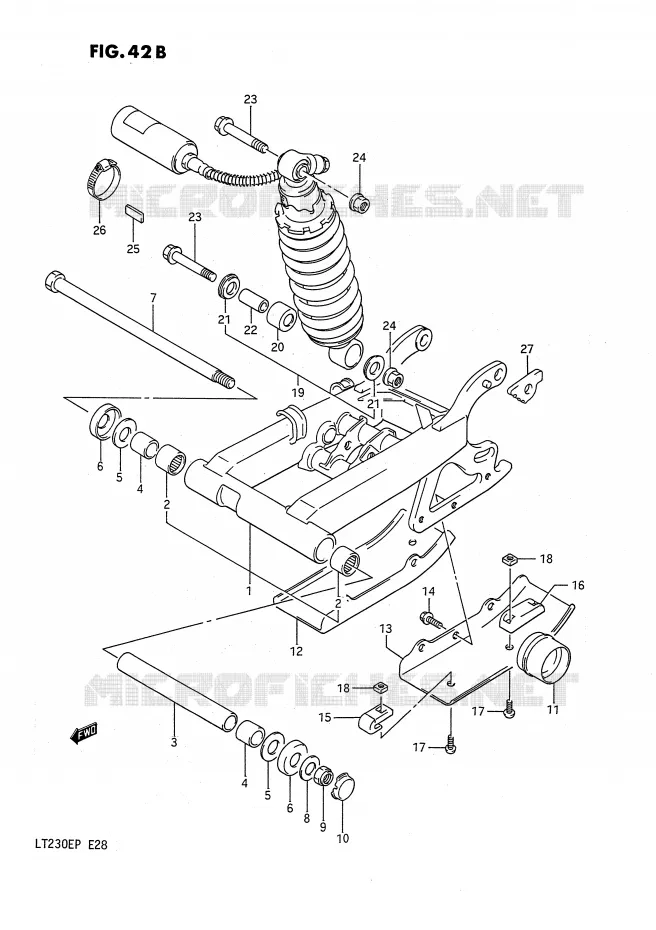 SWINGARM (MODELE M/N/P) Suzuki QUAD 230 QUADSPORT 1991  LT230EM(E28)
