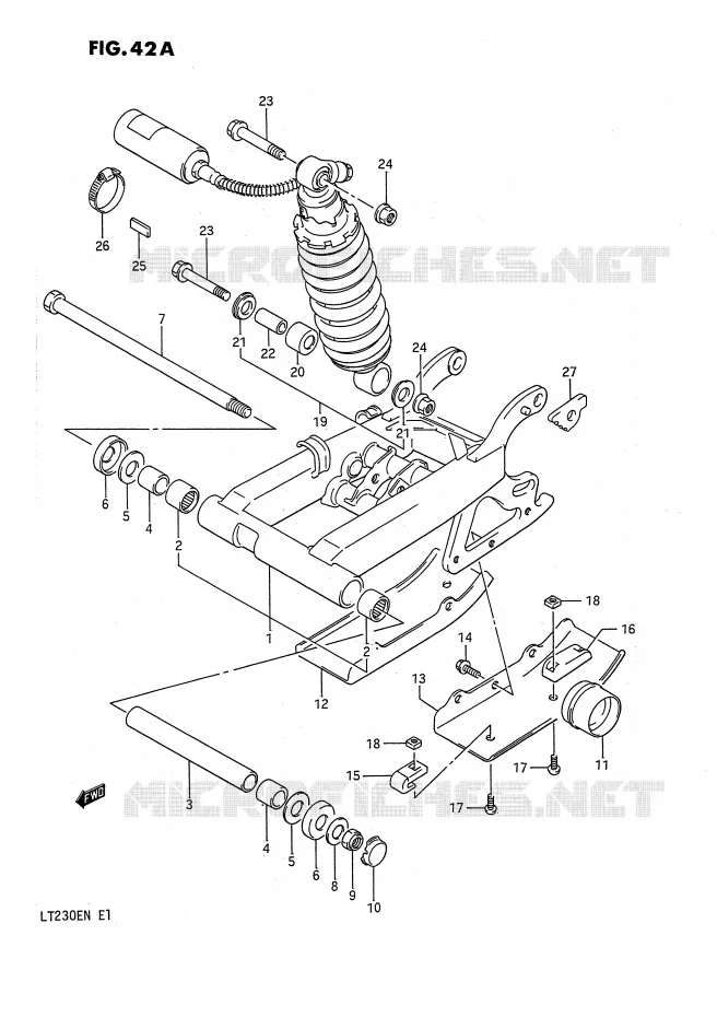 SWINGARM (MODELE M/N) Suzuki QUAD 230 QUADSPORT 1992  LT230EN(E1)