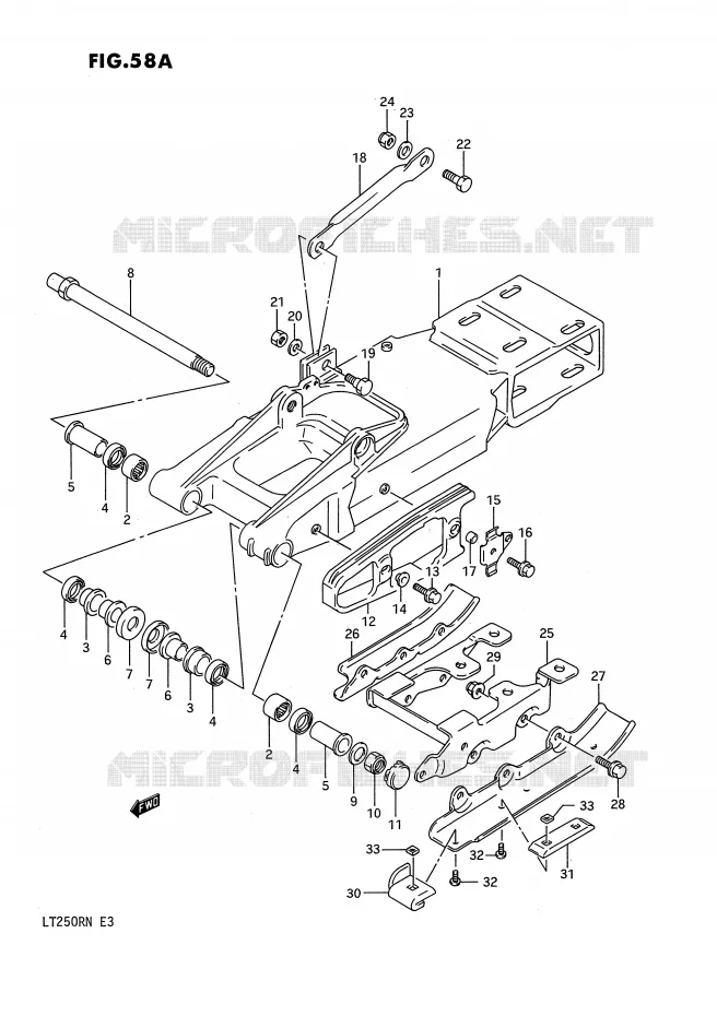 SWINGARM (MODELE M/N) Suzuki QUAD 250 QUADRACER 1990  LT250RL(E3)