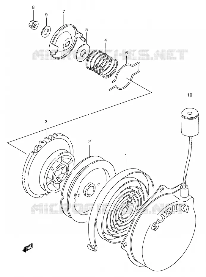 TERUGLOOPSTARTER (OPT) Suzuki QUAD 80 QUADSPORT 1999  LT80X(P3/P28)