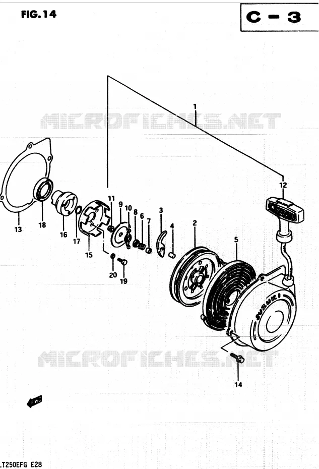 TERUGLOOPSTARTER Suzuki QUAD 250 QUADRUNNER 1985  LT250EF(F/2/G)