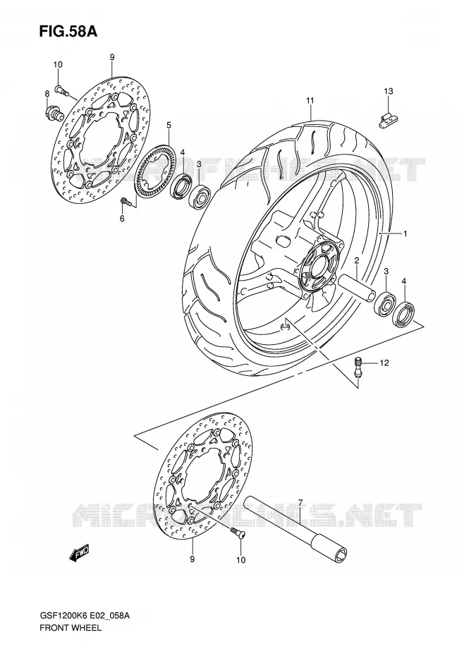 VOORWIEL (GSF1200AK6/SAK6) Suzuki MOTO 1200 BANDIT 2006  GSF1200K6(E2)