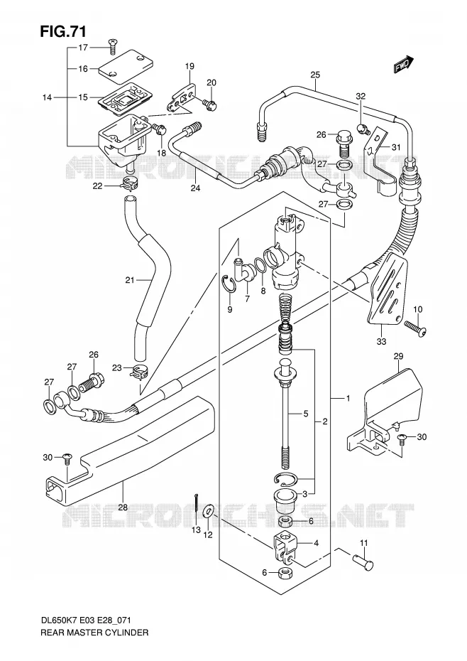 ACHTER hoofdremcilinder (DL650AK7/AK8/AK9/AL0) Suzuki MOTO 650 V-STROM 2010  DL650L0(E3/E28)