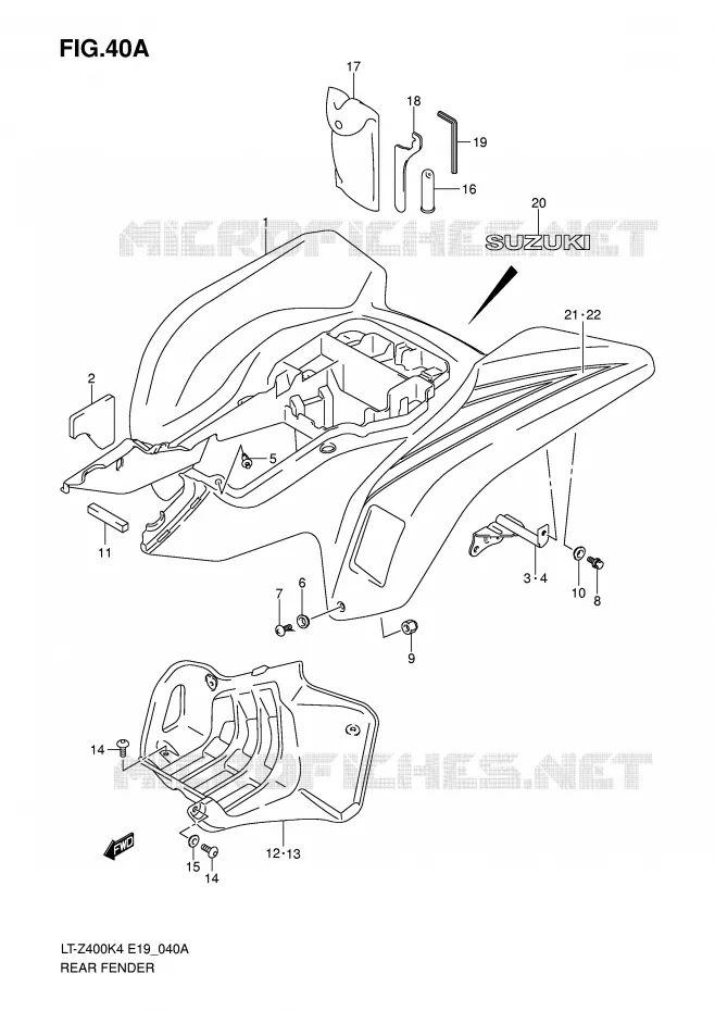 ACHTERSPATBORD (MODELE K5/K6) Suzuki QUAD 400 QUADSPORT 2004  LT-Z400K4(E19)