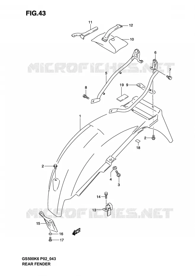 ACHTERSPATBORD Suzuki MOTO 500 GS-F 2006  GS500FK6(P19)