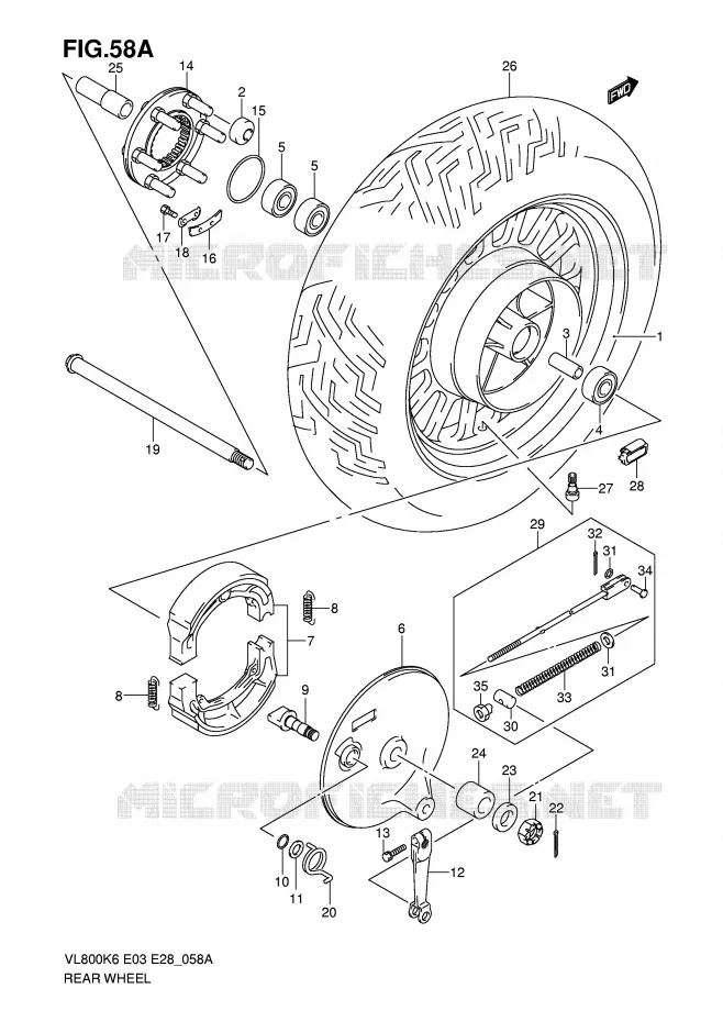 ACHTERWIEL (VL800CK6/CK7/CK8/CK9/CL0) Suzuki MOTO 800 INTRUDER 2009  VL800CK9(E3/E28)