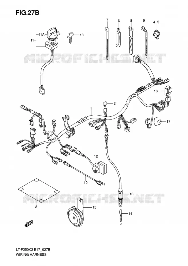 BEDRADING (LT-F250K6 E4) Suzuki QUAD 250 OZARK 2002  LT-F250K2(E17)
